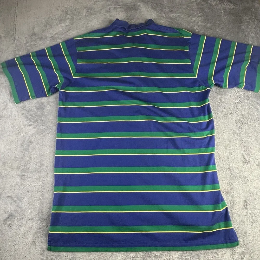 Polo Ralph Lauren Shirt Mens  XL Blue‎ Green Color Block 100% Fine Cotton Crest